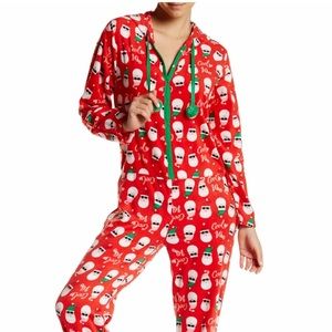 Santa print fleece jumpsuit
